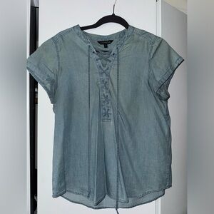 Express Chambray Lace Up Tee